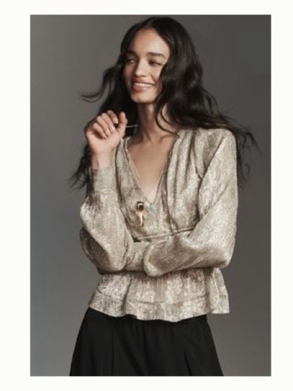 BY ANTHROPOLOGIE Metallic Smocked L/S Blouse